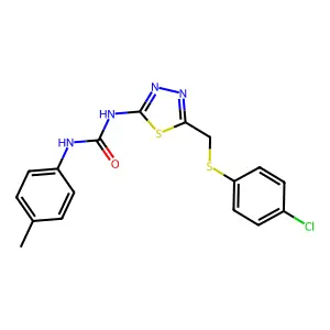1-(5-{[(4-chlorophenyl)sulfanyl]methyl}-1,3,4-thiadiazol-2-yl)-3-(4-methylphenyl)urea structure