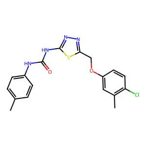 1-{5-[(4-chloro-3-methylphenoxy)methyl]-1,3,4-thiadiazol-2-yl}-3-(4-methylphenyl)urea structure