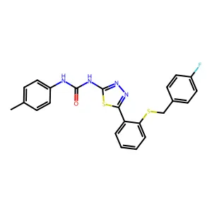 1-(5-{2-[(4-fluorobenzyl)sulfanyl]phenyl}-1,3,4-thiadiazol-2-yl)-3-(4-methylphenyl)urea structure