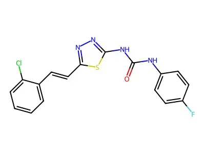 1-{5-[(E)-2-(2-chlorophenyl)ethenyl]-1,3,4-thiadiazol-2-yl}-3-(4-fluorophenyl)urea structure