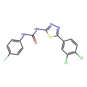 1-[5-(3,4-Dichlorophenyl)-1,3,4-thiadiazol-2-yl]-3-(4-fluorophenyl)urea structure