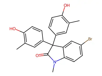 5-bromo-3,3-bis(4-hydroxy-3-methylphenyl)-1-methyl-1,3-dihydro-2H-indol-2-one structure