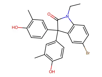 5-Bromo-1-ethyl-3,3-bis(4-hydroxy-3-methylphenyl)indol-2-one structure