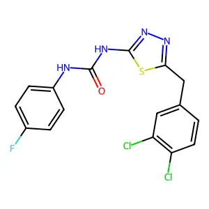 1-[5-(3,4-Dichlorobenzyl)-1,3,4-thiadiazol-2-yl]-3-(4-fluorophenyl)urea structure