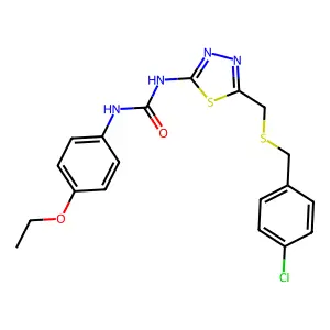 N-(5-{[(4-chlorobenzyl)sulfanyl]methyl}-1,3,4-thiadiazol-2-yl)-N'-(4-ethoxyphenyl)urea structure