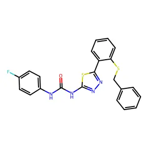 1-{5-[2-(Benzylsulfanyl)phenyl]-1,3,4-thiadiazol-2-yl}-3-(4-fluorophenyl)urea structure