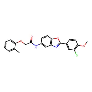 N-[2-(3-chloro-4-methoxyphenyl)-1,3-benzoxazol-5-yl]-2-(2-methylphenoxy)acetamide structure