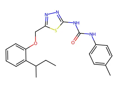 1-(5-{[2-(butan-2-yl)phenoxy]methyl}-1,3,4-thiadiazol-2-yl)-3-(4-methylphenyl)urea structure