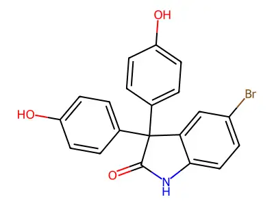 5-bromo-3,3-bis(4-hydroxyphenyl)-1H-indol-2-one structure