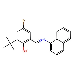 4-bromo-2-tert-butyl-6-[(E)-(naphthalen-1-ylimino)methyl]phenol structure