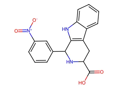 1-(3-nitrophenyl)-2,3,4,9-tetrahydro-1H-pyrido[3,4-b]indole-3-carboxylic acid structure