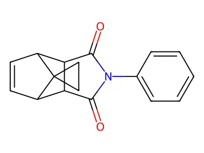 2-phenyl-3a,4,7,7a-tetrahydro-1H-spiro[2-aza-4,7-methanoisoindole-8,1'-cyclopropane]-1,3(2H)-dione structure