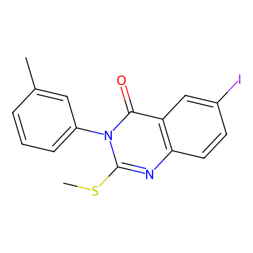 6-iodo-3-(3-methylphenyl)-2-(methylsulfanyl)quinazolin-4(3H)-one structure