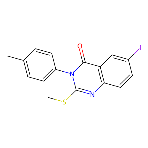 6-iodo-3-(4-methylphenyl)-2-(methylsulfanyl)quinazolin-4(3H)-one structure
