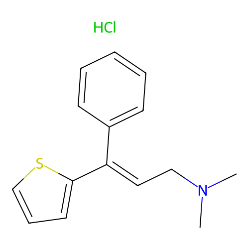 2-Propen-1-amine, N,N-dimethyl-3-phenyl-3-(2-thienyl)-, hydrochloride structure