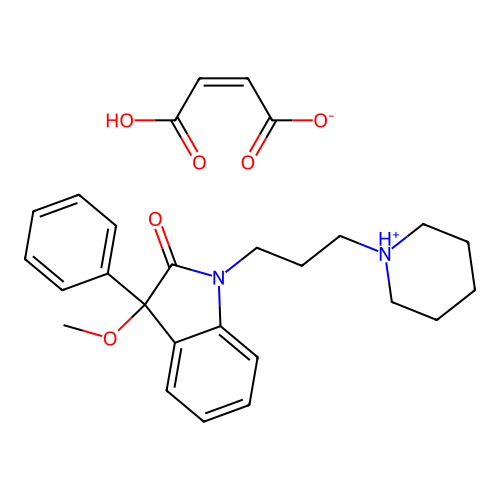2H-Indol-2-one, 1,3-dihydro-3-methoxy-3-phenyl-1-(3-piperidinopropyl)-, maleate structure