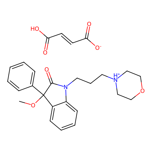 1,3-Dihydro-3-methoxy-1-(3-morpholinopropyl)-2H-indol-2-one fumarate hydrate structure