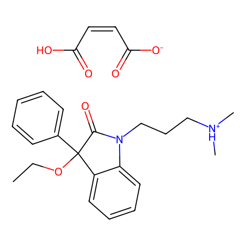2H-Indol-2-one, 1,3-dihydro-1-(3-(dimethylamino)propyl)-3-ethoxy-3-phenyl-, maleate (1:1) structure