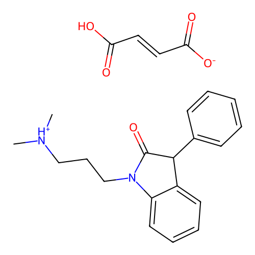 2H-Indol-2-one, 1,3-dihydro-1-(3-(dimethylamino)propyl)-3-phenyl-, fumarate, hydrate (1:1:1) structure