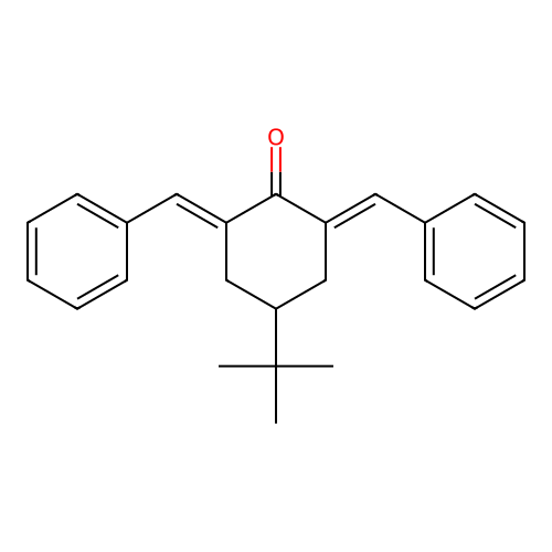(2E,6E)-4-(1,1-Dimethylethyl)-2,6-bis(phenylmethylene)cyclohexanone structure