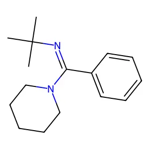 N-tert-butyl-1-phenyl-1-piperidin-1-ylmethanimine structure