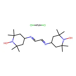 N,N'-bis(1-hydroxy-2,2,6,6-tetramethylpiperidin-4-yl)ethane-1,2-diimine;dichloropalladium structure