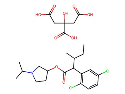 Citrate du(methyl-3 (dichloro-2',5')phenyl-2) pentanoate de N-isopropyl pyrrolidin-3''-yle structure