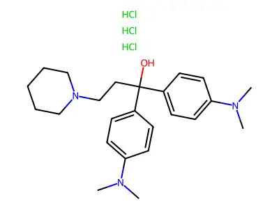 1-Piperidinepropanol, alpha,alpha-bis(p-(dimethylamino)phenyl)-, trihydrochloride structure