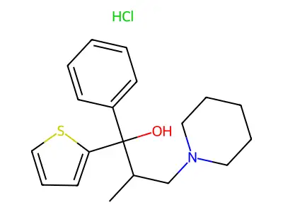 beta-Methyl-alpha-phenyl-alpha-2-thienyl-1-piperidinepropanol hydrochloride structure