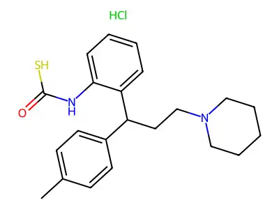 Carbanilic acid, thio-, O-(3-piperidino-1-p-tolylpropyl) ester, hydrochloride structure