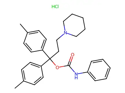 Carbanilic acid, 1,1-bis(p-tolyl)-3-piperidinopropyl ester, hydrochloride structure
