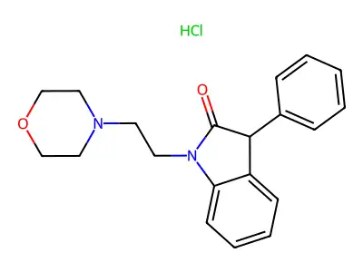 1,3-Dihydro-1-(2-(4-morpholinyl)ethyl)-3-phenyl-2H-indol-2-one monohydrochloride structure