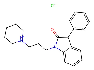 2H-Indol-2-one, 1,3-dihydro-3-phenyl-1-(3-piperidinopropyl)-, monohydrochloride structure