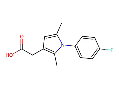 2-(1-(4-fluorophenyl)-2,5-dimethyl-1H-pyrrol-3-yl)acetic acid structure
