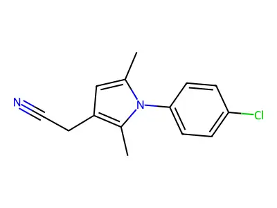 [1-(4-chlorophenyl)-2,5-dimethyl-1H-pyrrol-3-yl]acetonitrile structure