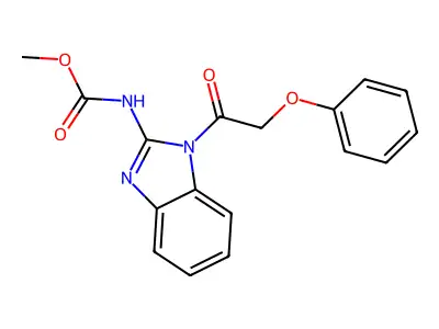 Carbamic acid, (1-(phenoxyacetyl)-1H-benzimidazol-2-yl)-, methyl ester structure