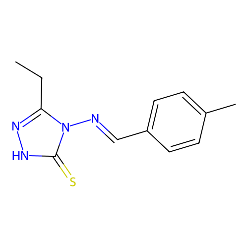 5-ethyl-4-[(4-methylbenzylidene)amino]-4H-1,2,4-triazol-3-yl hydrosulfide structure