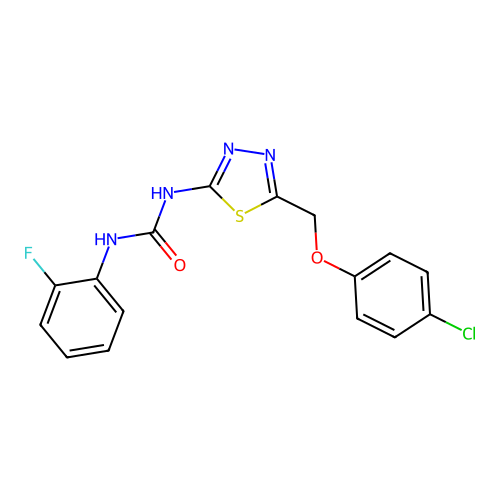 1-{5-[(4-Chlorophenoxy)methyl]-1,3,4-thiadiazol-2-yl}-3-(2-fluorophenyl)urea structure
