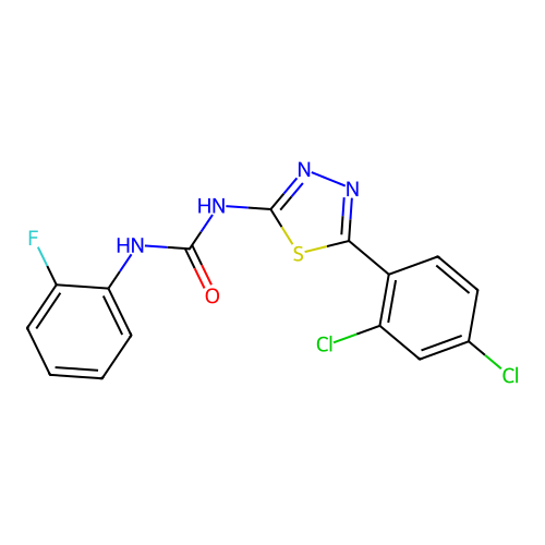 1-[5-(2,4-Dichlorophenyl)-1,3,4-thiadiazol-2-yl]-3-(2-fluorophenyl)urea structure