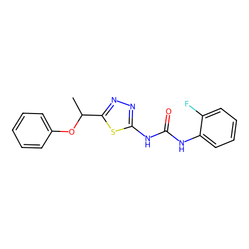 1-(2-Fluorophenyl)-3-(5-(1-phenoxyethyl)-1,3,4-thiadiazol-2-yl)urea structure