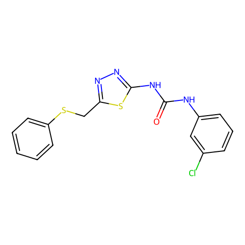 1-(3-Chlorophenyl)-3-{5-[(phenylsulfanyl)methyl]-1,3,4-thiadiazol-2-yl}urea structure