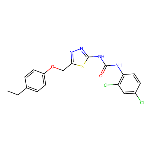 1-(2,4-Dichlorophenyl)-3-[5-[(4-ethylphenoxy)methyl]-1,3,4-thiadiazol-2-yl]urea structure