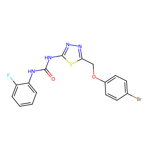 1-{5-[(4-Bromophenoxy)methyl]-1,3,4-thiadiazol-2-yl}-3-(2-fluorophenyl)urea structure