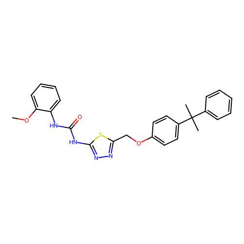 1-(2-methoxyphenyl)-3-(5-((4-(2-phenylpropan-2-yl)phenoxy)methyl)-1,3,4-thiadiazol-2-yl)urea structure