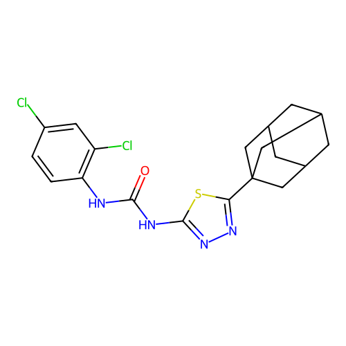 1-[5-(1-adamantyl)-1,3,4-thiadiazol-2-yl]-3-(2,4-dichlorophenyl)urea structure