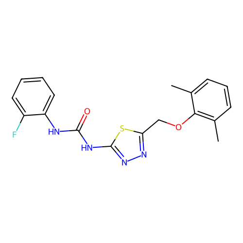 1-(5-((2,6-Dimethylphenoxy)methyl)-1,3,4-thiadiazol-2-yl)-3-(2-fluorophenyl)urea structure