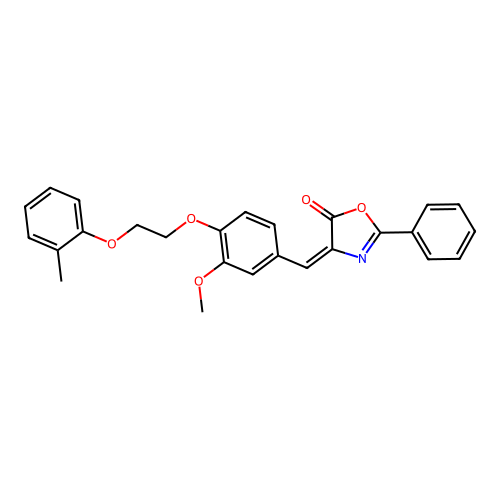 (4E)-4-{3-methoxy-4-[2-(2-methylphenoxy)ethoxy]benzylidene}-2-phenyl-1,3-oxazol-5(4H)-one structure