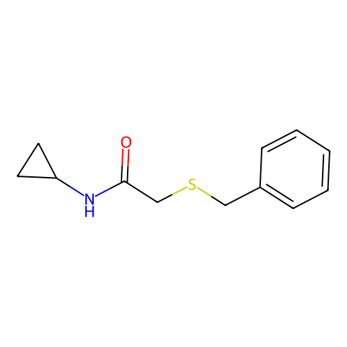 2-(benzylsulfanyl)-N-cyclopropylacetamide structure