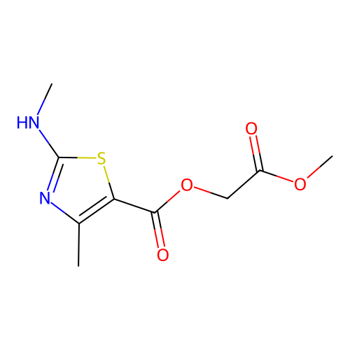 2-Methoxy-2-oxoethyl 4-methyl-2-(methylamino)-1,3-thiazole-5-carboxylate structure