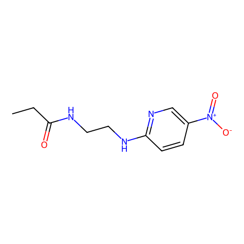 N-{2-[(5-nitro-2-pyridinyl)amino]ethyl}propanamide structure